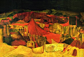 Calamita, 1970, Tempera auf Leinwand / Preßspan, cm: 110 x 75