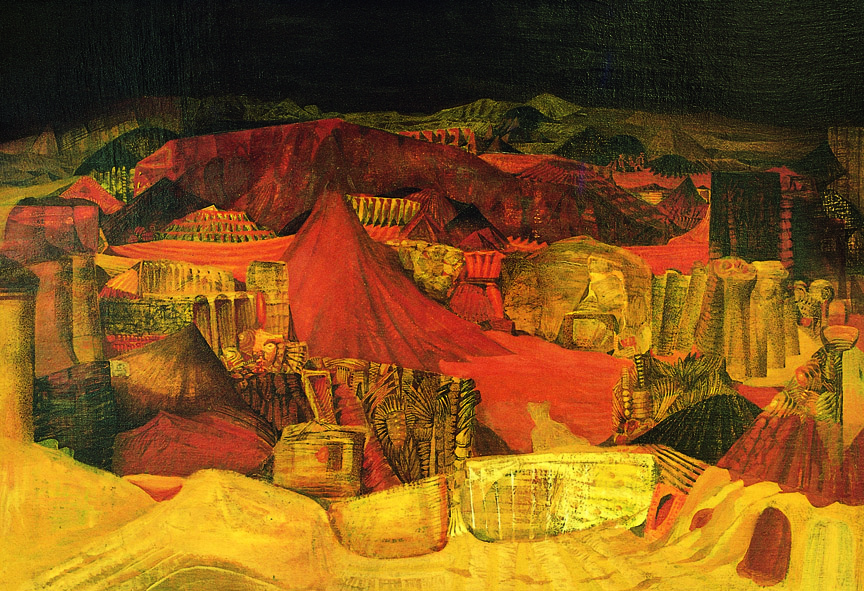 Calamita, 1970, Tempera auf Leinwand / Preßspan, cm: 110 x 75