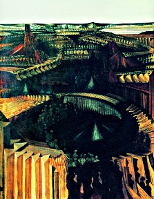 Calamita, 1970, Tempera auf Leinwand / Preßspan, cm: 92 x 121