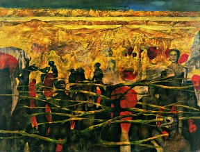 O.T. 1983, Tempera auf Leinwand / Preßspan, cm: 90 x 70