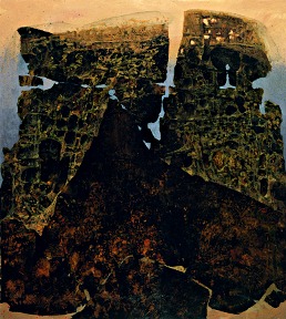 O.T. 1992, Tempera auf Leinwand / Preßspan, cm: 90,5 x 100,5